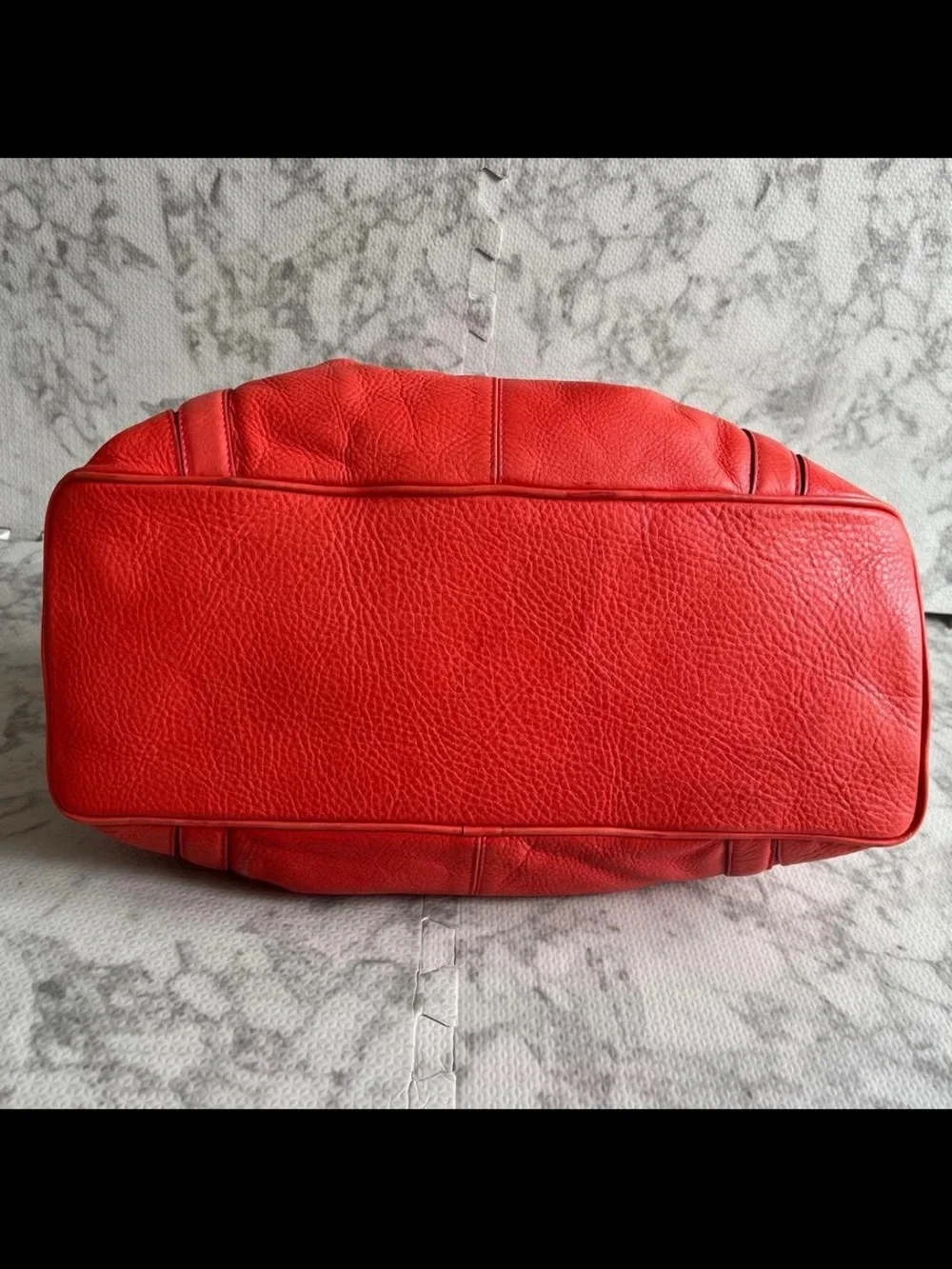 Mulberry Red Pebbled Leather Shoulder Bag with Turn-Lock Flap